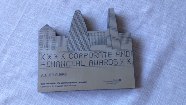 Commetric has won a silver award at the 2014 Corporate & Financial Awards
